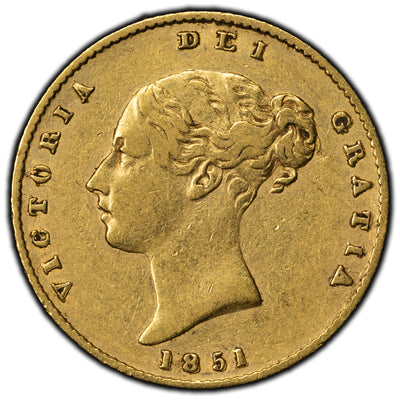 SOLD Great Britain 1851 1/2 Half Sovereign Gold Coin