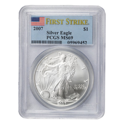 SOLD United States 2007 1oz .999 Fine Silver Eagle Coin - PCGS MS-69