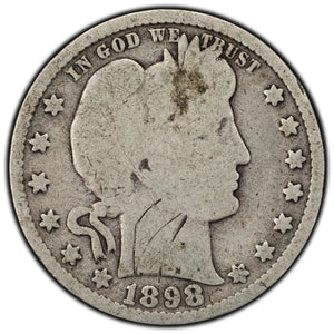 SOLD United States 1898 25 Cents Barber Quarter Silver Coin - Scratched