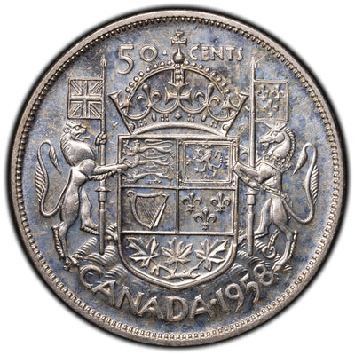 SOLD Canada 1958 Dot 50 Cents Half Dollar Silver Coin