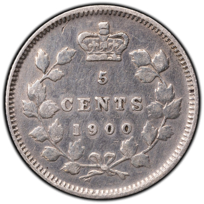 SOLD Canada 1900 Oval 0's 5 Cents Silver Coin - Cleaned