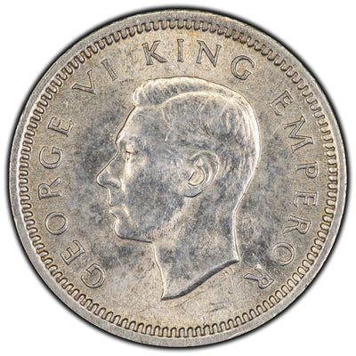 New Zealand 1943 3 Three Pence Silver Coin KM #7