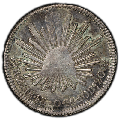 Mexico 1843 Zs-OM 8 Reales Silver Coin
