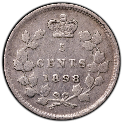 SOLD Canada 1898 5 Cents Silver Coin