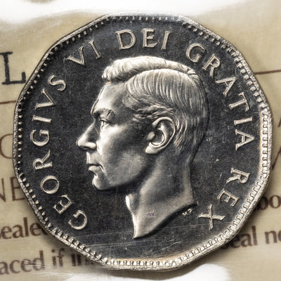 SOLD Canada 1950 5 Cents Nickel Silver Coin - ICCS Specimen SP-65