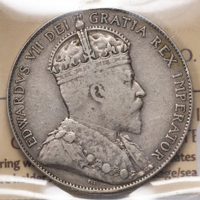 SOLD Canada 1910 Edwardian Leaves 50 Cents Half Dollar Silver Coin - ICCS VF-30