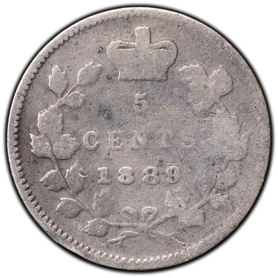 SOLD Canada 1889 5 Cents Silver Coin - Cleaned