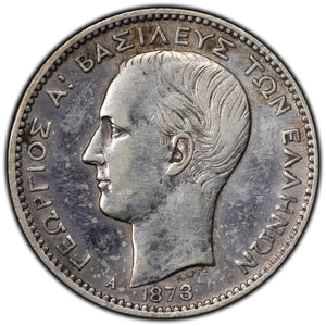 Greece 1873 1 Drachma Silver Coin KM #38