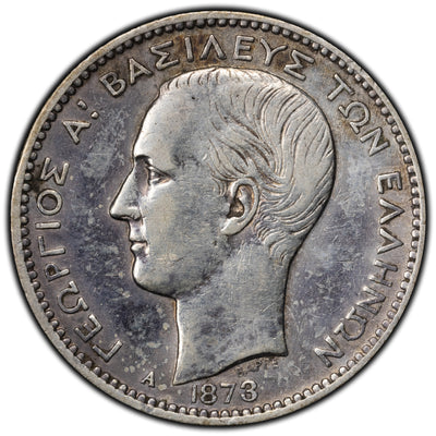 Greece 1873 1 Drachma Silver Coin KM #38