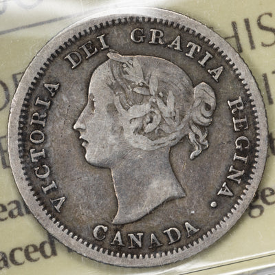 SOLD Canada 1858 Small Date 5 Cents Silver Coin - ICCS F-12