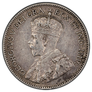 SOLD Canada 1912 25 Cents Quarter Silver Coin  - VF (rim nick)