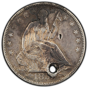 SOLD United States 1853 Arrows 50 Cents Seated Liberty Half Dollar Silver Coin - Holed