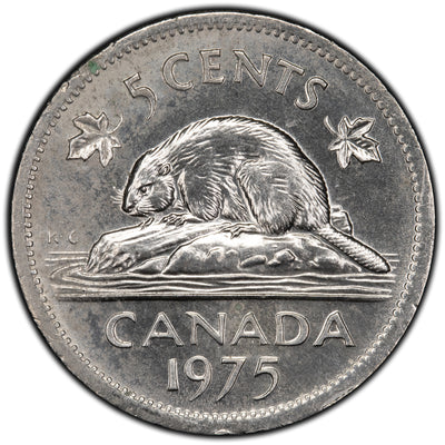 Canada 1975 5 Cents Nickel Coin - Partial Collar Strike Error