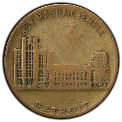 United States 1922 Detroit New Masonic Temple Medal