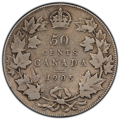 SOLD Canada 1905 50 Cents Half Dollar Silver Coin - VG/F