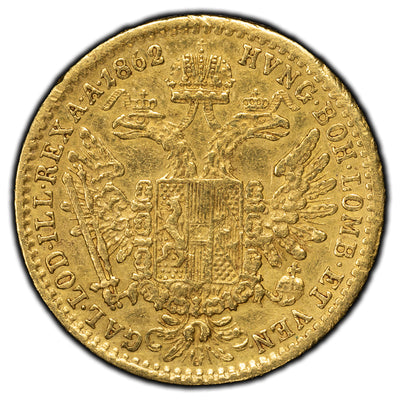 SOLD Austria 1862-B Ducat Gold Coin KM #2264 - Light Bend
