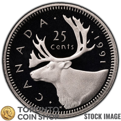 Canada 1991 25 Cents Coin - Key Date - Proof Strike