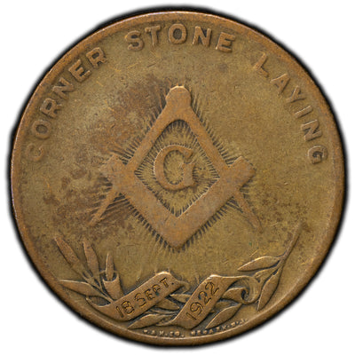 United States 1922 Detroit New Masonic Temple Medal