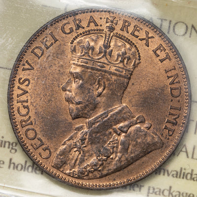 SOLD Newfoundland 1936 1 Large Cent Coin - ICCS MS-64 Red