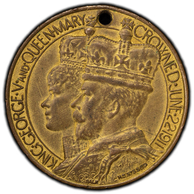 Great Britain 1911 City of Nottingham Coronation Medal - Holed