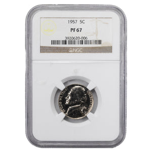 United States 1957 5 Cents Jefferson Nickel Coin - NGC PF-67