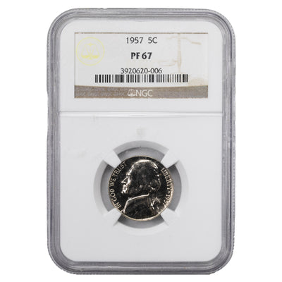 United States 1957 5 Cents Jefferson Nickel Coin - NGC PF-67