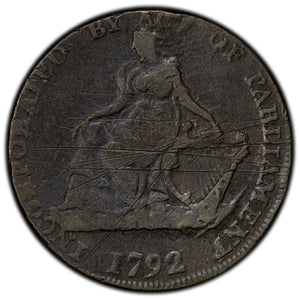 Ireland 1792 Dublin 1/2 Half Penny Token - Scratches