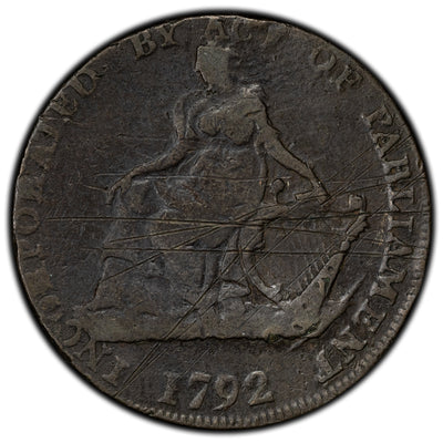 Ireland 1792 Dublin 1/2 Half Penny Token - Scratches