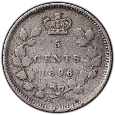 SOLD Canada 1896 5 Cents Silver Coin