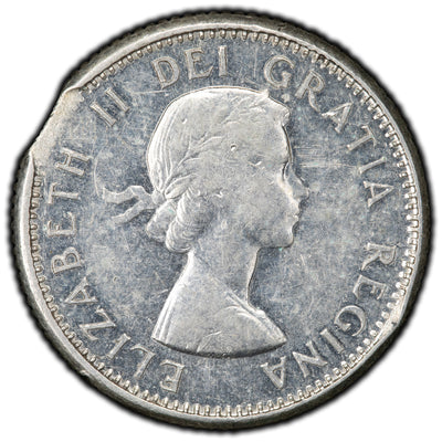 Canada 1962 10 Cents Dime Silver Coin - Clip Error