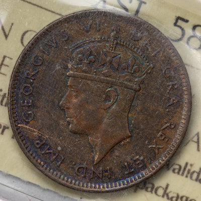 Newfoundland 1944-c 1 Small Cent Coin - ICCS AU-50 Planchet Flaw