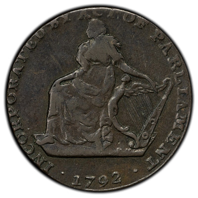 Ireland 1792 Dublin Turner Camac Chairman Farthing Token D&H #389