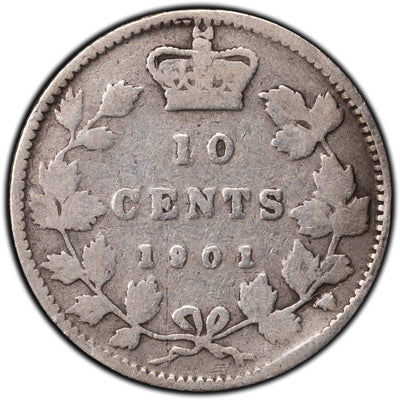 SOLD Canada 1901 10 Cents Dime Silver Coin - Bend