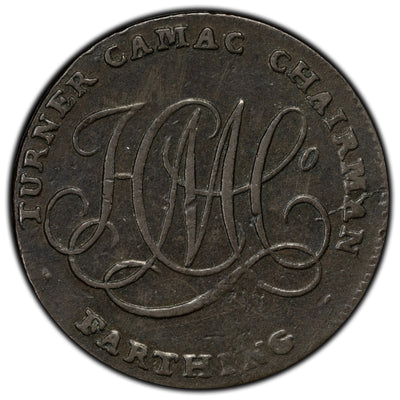 Ireland 1792 Dublin Turner Camac Chairman Farthing Token D&H #389