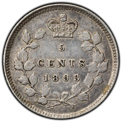 Canada 1893 5 Cents Silver Coin