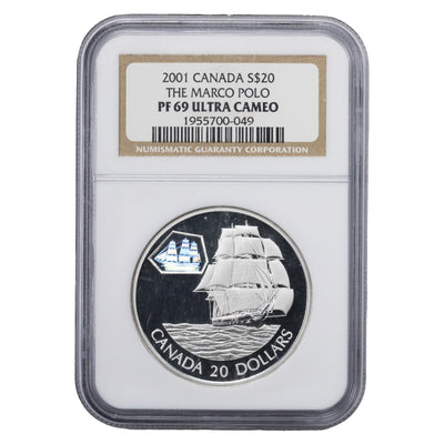 SOLD Canada 2001 $20 Silver Coin - The Marco Polo - NGC PF-69 Ultra Cameo