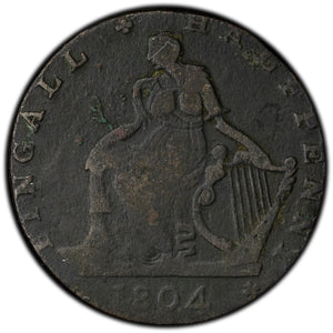 SOLD Ireland 1804 Dublin 1/2 Half Penny Token D&H #37a