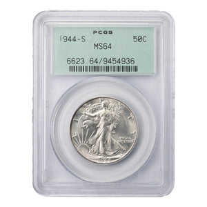 SOLD United States 1944-S 50 Cents Walking Liberty Half Dollar Coin - PCGS MS-64