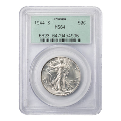 SOLD United States 1944-S 50 Cents Walking Liberty Half Dollar Coin - PCGS MS-64