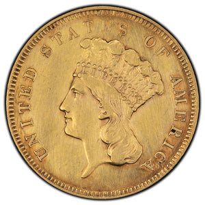 SOLD United States 1855 $3 Three Dollars Gold Coin - Cleaned