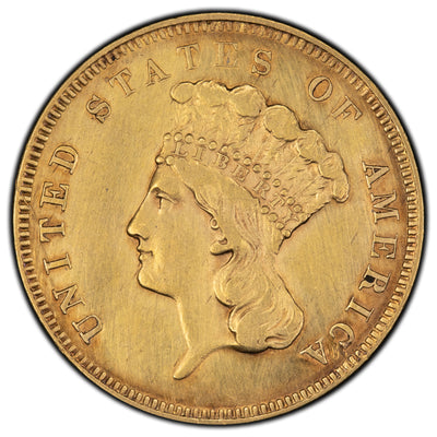 SOLD United States 1855 $3 Three Dollars Gold Coin - Cleaned