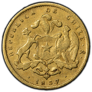 SOLD Chile 1857 2 Pesos Gold Coin