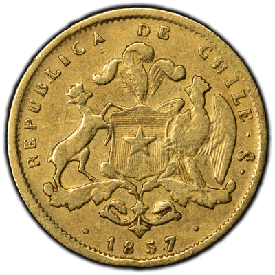 SOLD Chile 1857 2 Pesos Gold Coin