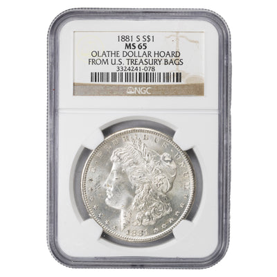 SOLD United States 1881-S $1 Morgan Dollar Silver Coin - NGC MS-65 Ex. Olathe Hoard