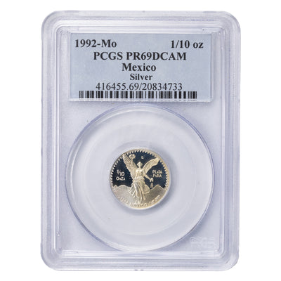 SOLD Mexico 1992-Mo 1/10oz .999 Fine Silver Libertad Coin - PCGS PR-69 DCAM