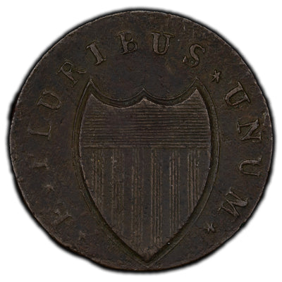 United States New Jersey 1787 Colonial 1 Cent Outlined Shield Green 917