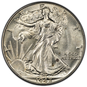 SOLD United States 1942 50 Cents Walking Liberty Half Dollar Silver Coin