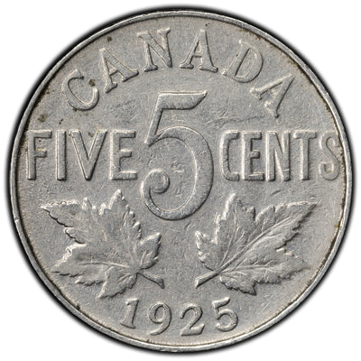 Canada 1925 5 Cents Nickel Coin
