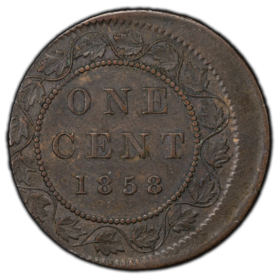 SOLD Canada 1858 1 Large Cent Coin - Off Centre Error - EF+