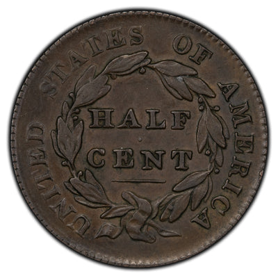 United States 1828 12 Stars 1/2 Half Cent Coin